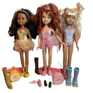 Mattel 2004 Wee Three Friends Ballerina Dolls Set w/ Shoes & Accessories